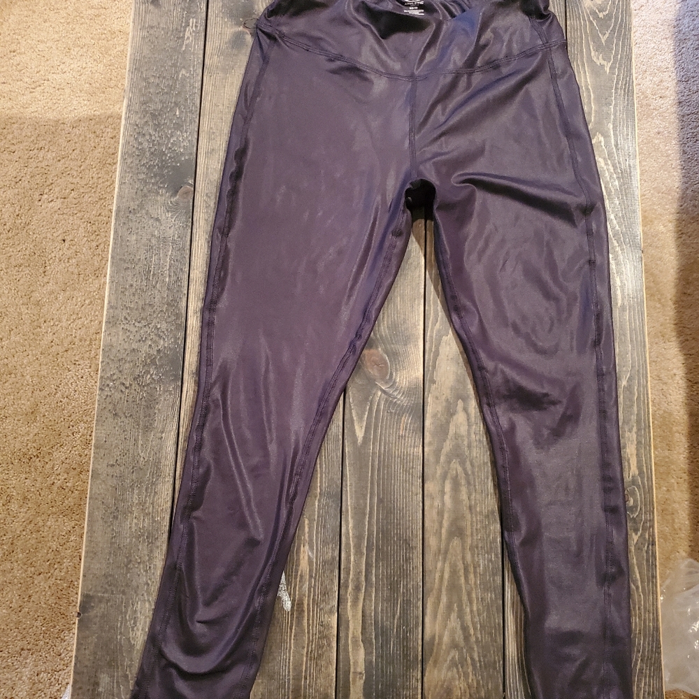 Black Pleather Ankle Length Leggings